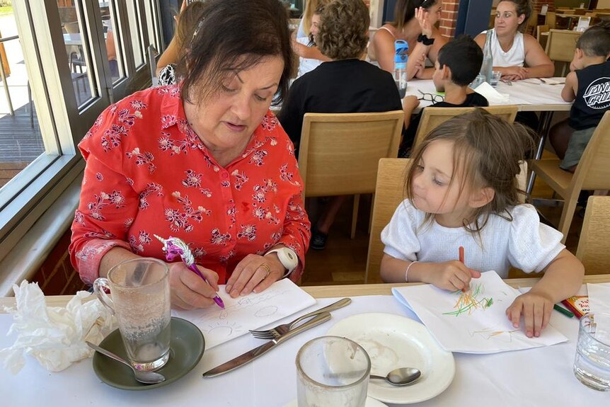 Ronda spending some quality drawing time with her four-year-old granddaughter, Lyla.