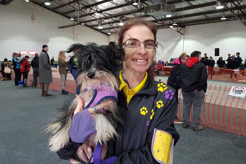 Dog owner and her pup.