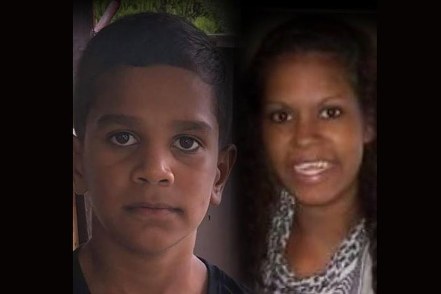 A composite photo of a boy and woman