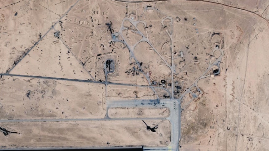 A satellite image of the Tiyas T4 airbase
