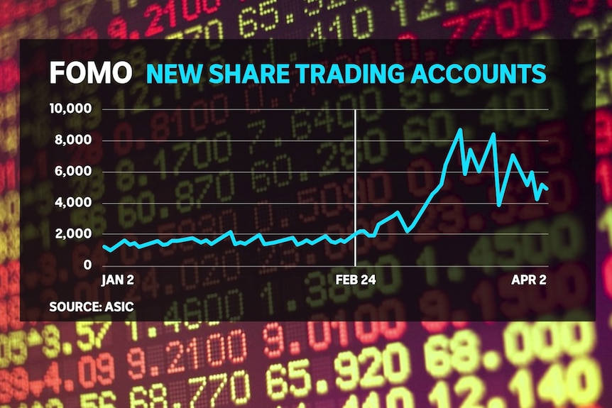 Chart showing an increase in share trading accounts