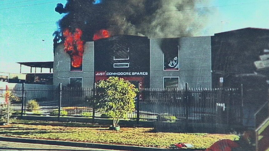 Fire at a spare parts business