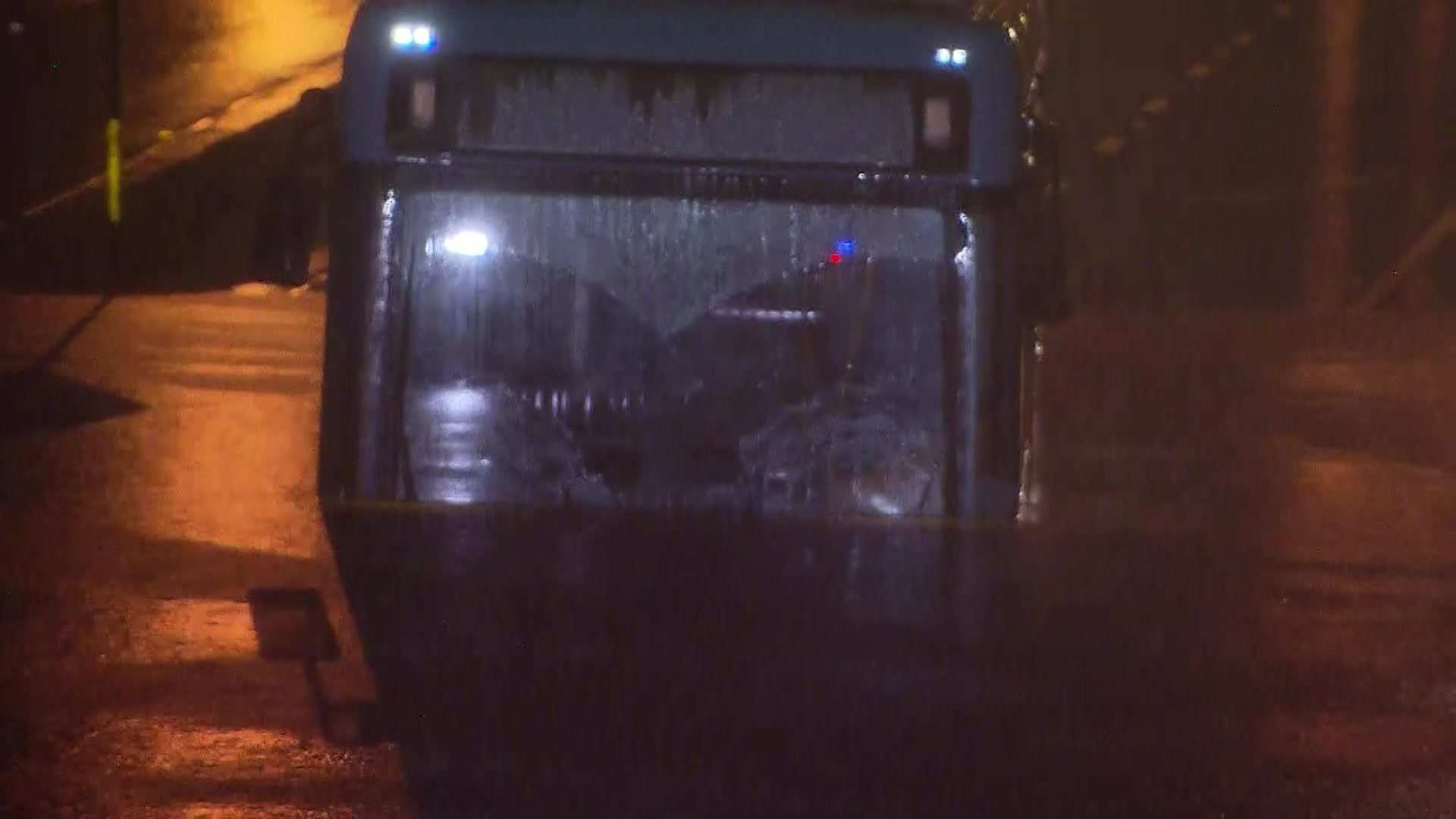 Newcastle hit by flooding which sees ten people rescued from a bus