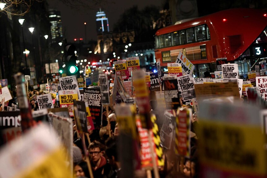 Protesters have flooded the streets in major cities across the United Kingdom.