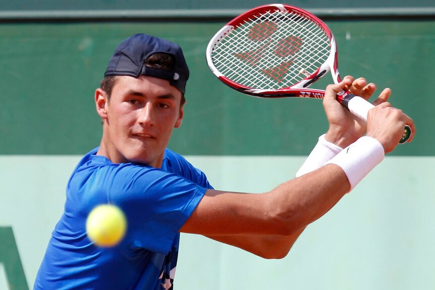 Bernard Tomic in action at French Open.