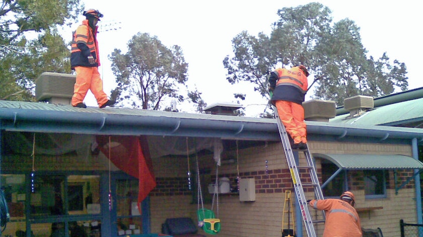 SES volunteers were called in to fix the childcare centre's roof.