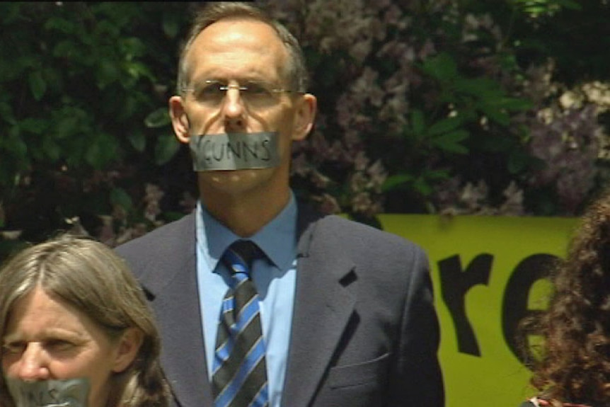 Former Australian Greens leader Senator Bob Brown at an anti-Gunns protest
