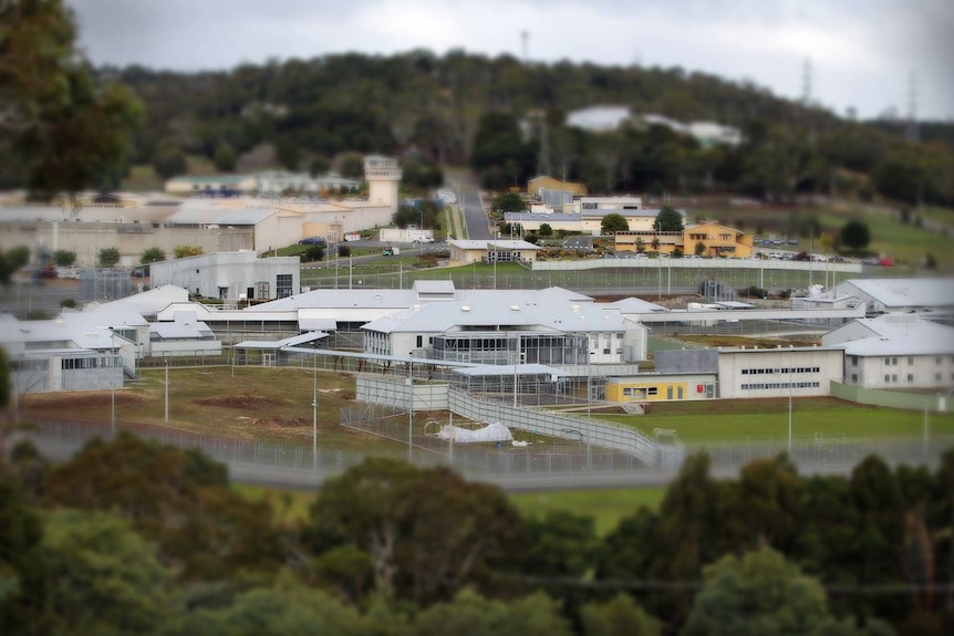 Risdon Prison, seen from a distance.