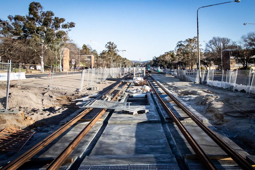 Construction on Canberra's light rail.