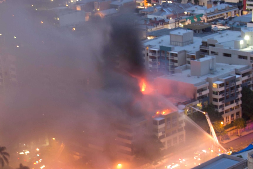 Cathedral Place goes up in flames.