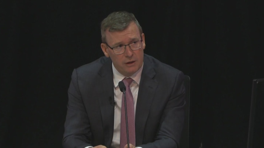 Alan Tudge at the commission. A screen grab taken from the stream. 
