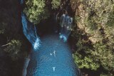 Drone image above Florence Falls in Litchfield National Park.