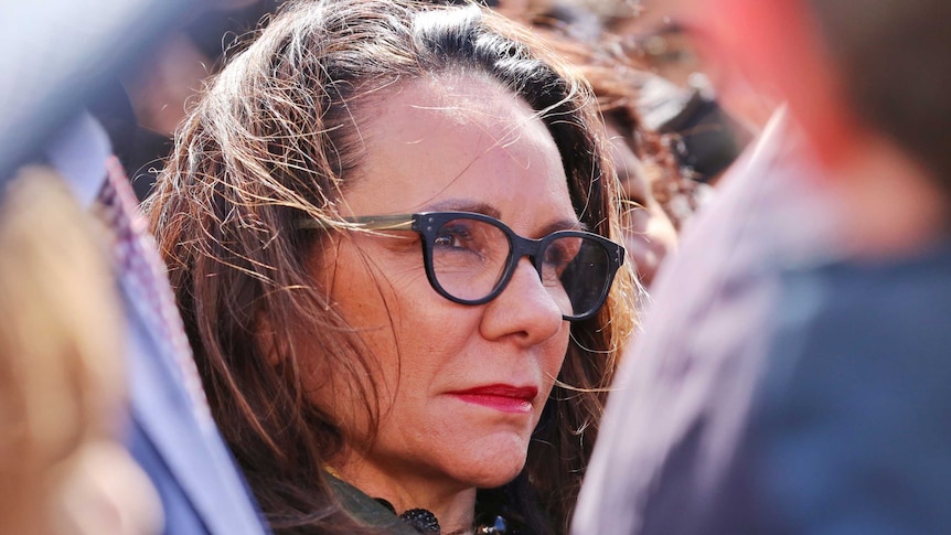 Tight close-up of Linda Burney MP, not smiling.