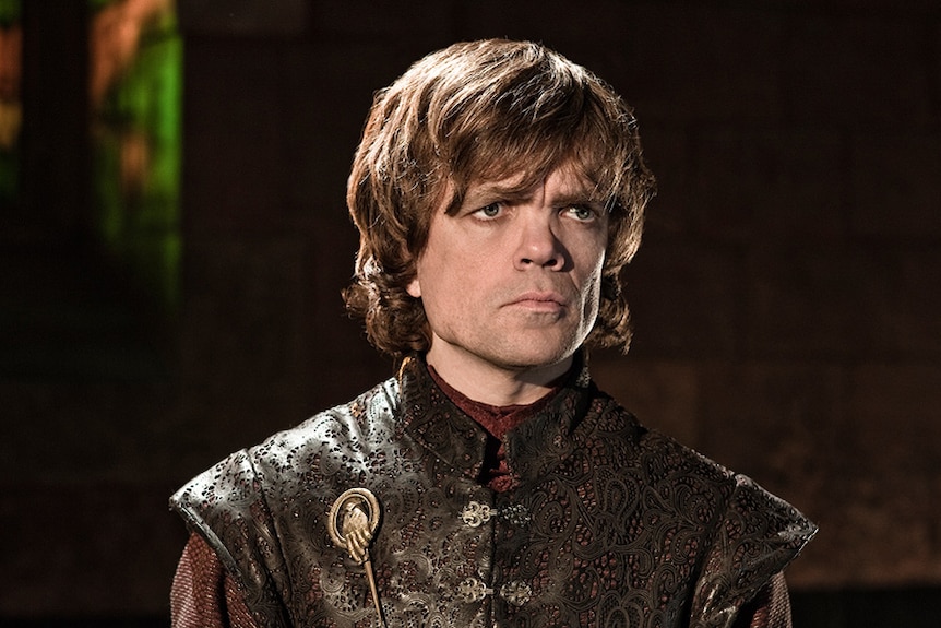 Screenshot of Peter Dinklage playing his character Tyrion Lannister in Game of Thrones.