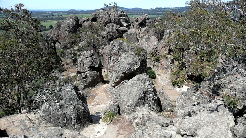 Hanging Rock near the townships of Woodend and Mount Macedon in Victoria.