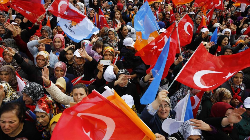 Supporters of Erdogan's AKP party rally in Ankara