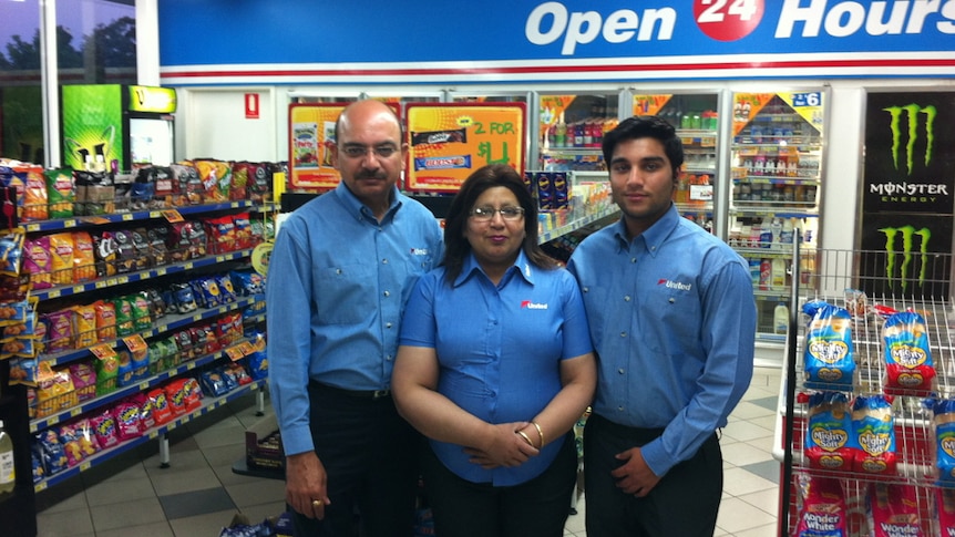 Ram, Kirti and Dinesh Nijhawan at their United Petroleum store