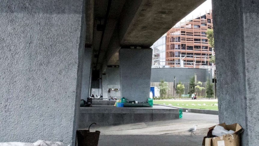 Homeless people camped at Enterprise Park, Melbourne