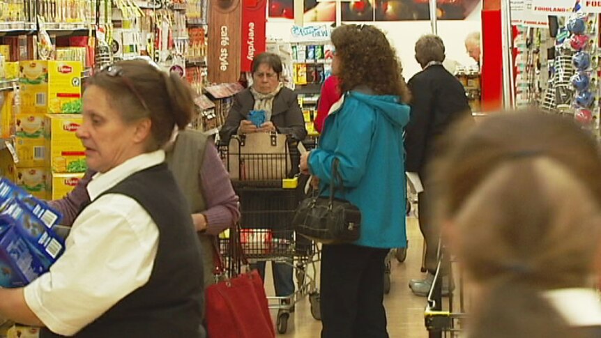 Shoppers in a Drake Supermarket in Adelaide no logos visible