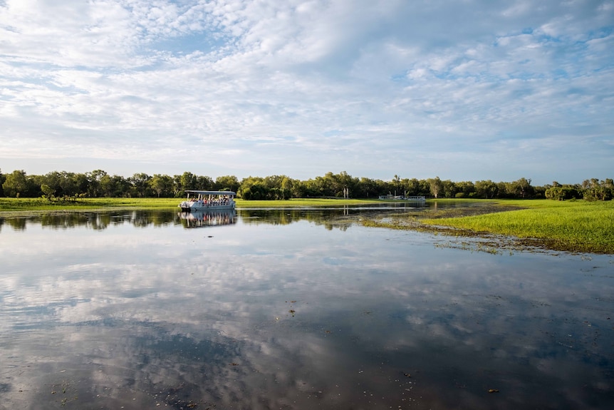 A tourist boat on Yellow Water in Kakadu National Park