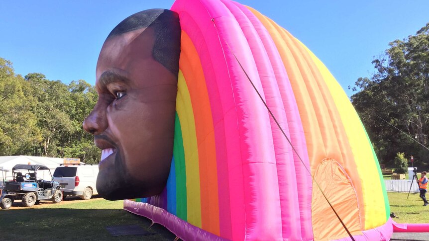 Kanye West inflatable Jumping Castle at Splendour in the Grass music festival