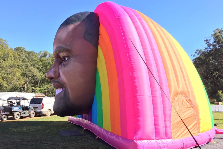 Kanye West inflatable Jumping Castle at Splendour in the Grass music festival