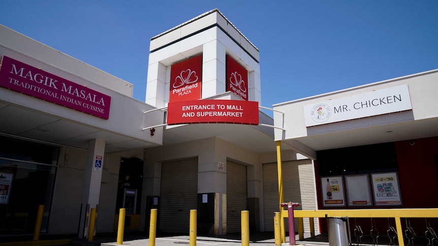 The shuttered Parafield Plaza shopping centre.