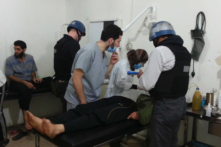 UN weapons inspectors visit alleged gas attack victims in Syria, August 26 2013