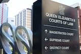 Main sign outside Magistrates, Supreme and District courts complex in Brisbane's CBD.