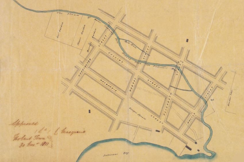Surveyor James Meehan's plan for Hobart, 1811.