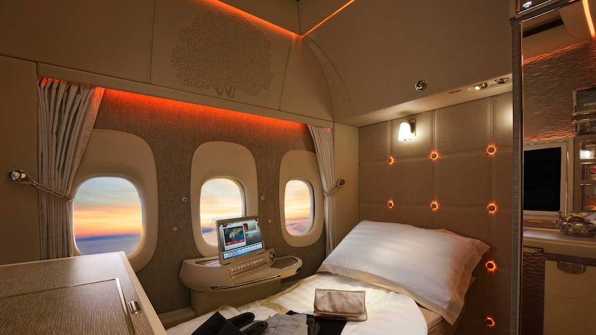 Emirates new Boeing 777 First Class suite with virtual windows