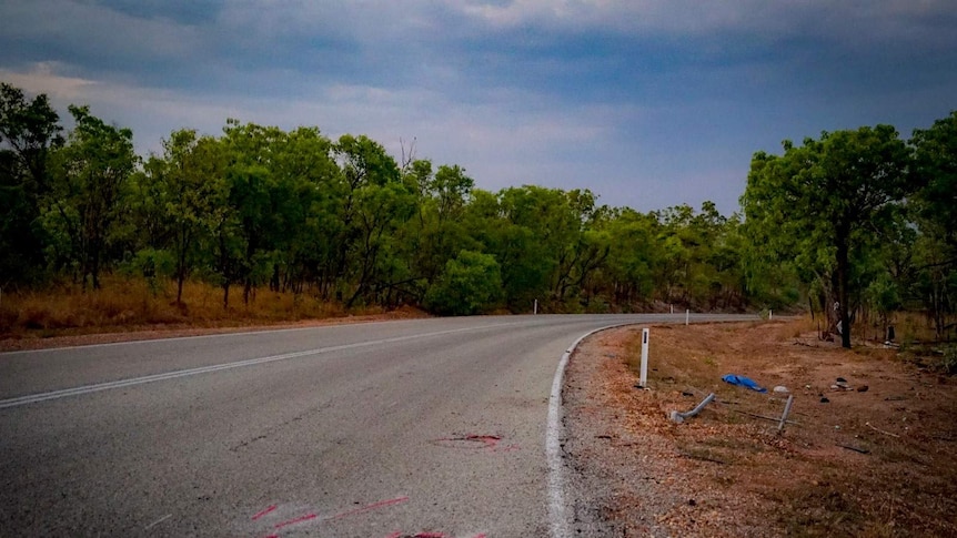 Road markers have been knocked over at the scene of the crash