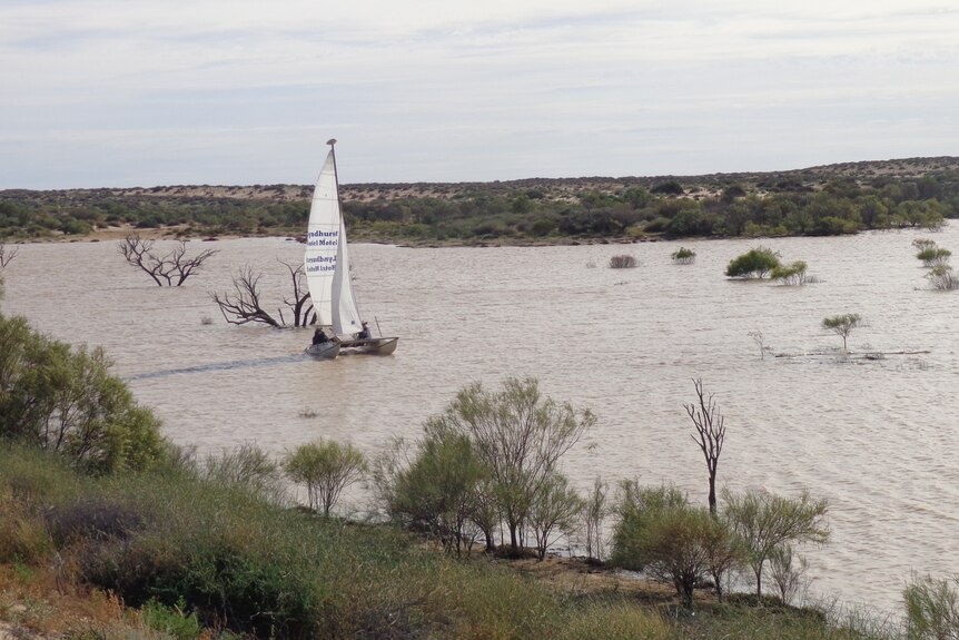 Sailboat on small outback lake