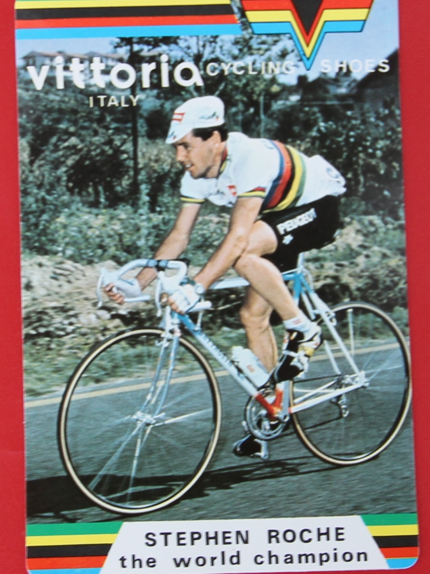 A sticker of cyclist Stephen Roche.