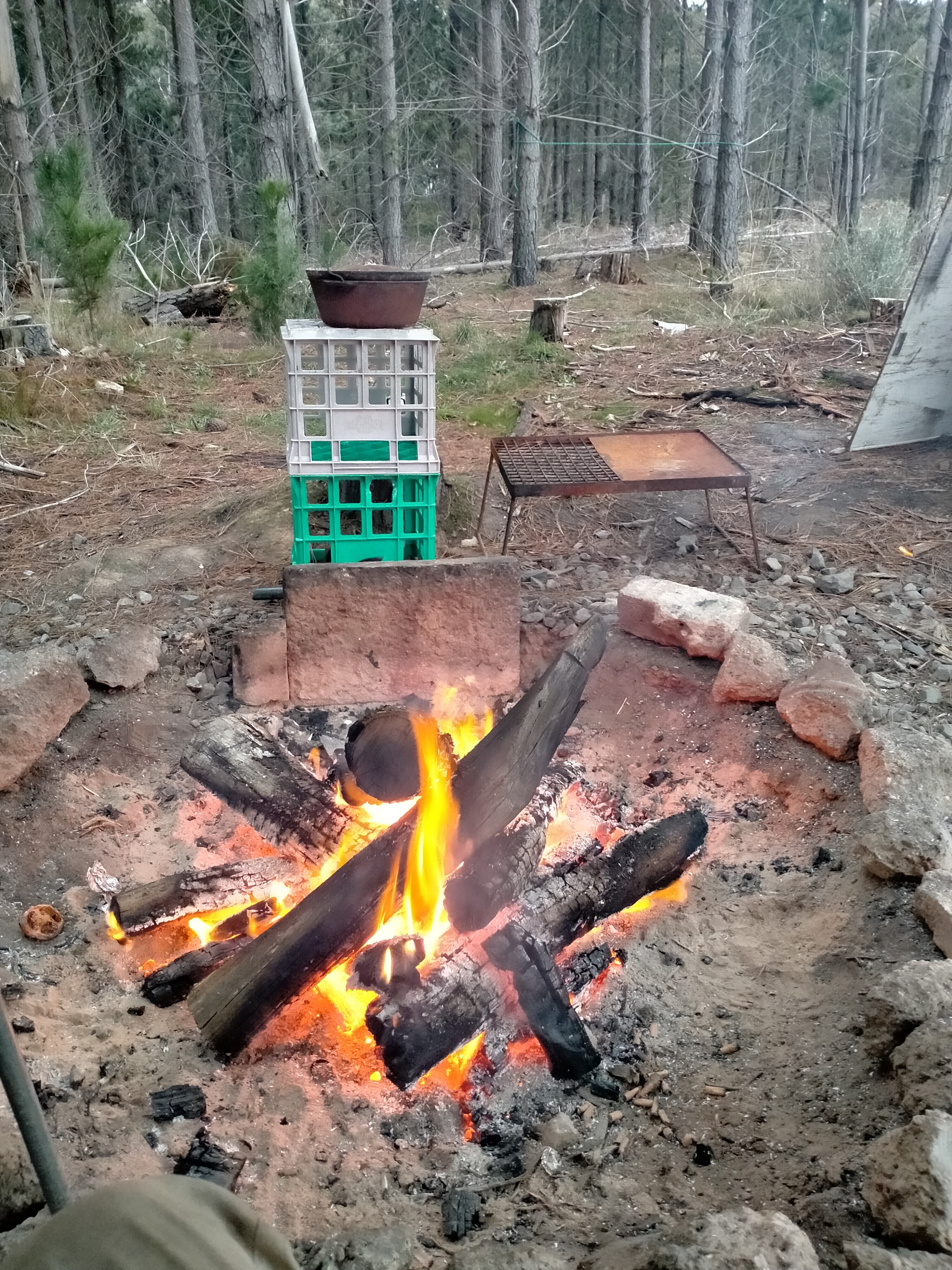 A photo of a fire at a campground