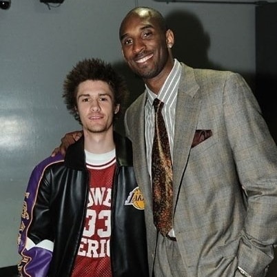 Adelaide graphic designer Tyson Beck with NBA star Kobe Bryant