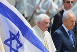 The Pope was greeted by Israeli President Shimon Peres and other leaders at an airport near Tel Aviv.