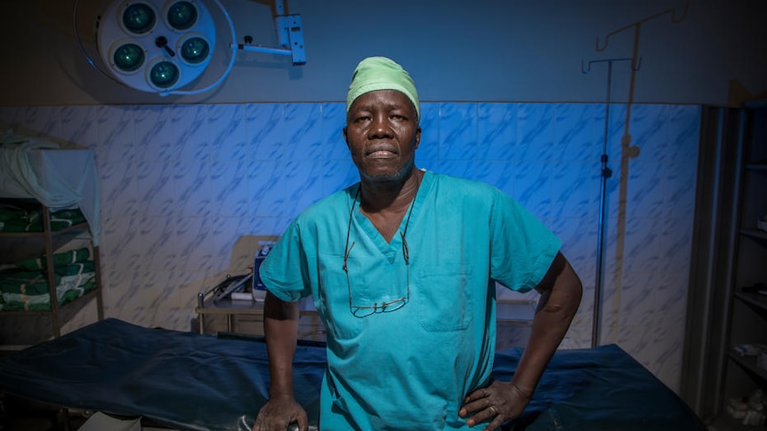 Dr. Evan Atar Adaha in an operating theatre at the Maban Hospital.