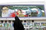 Mural of Ayatollah in downtown Tehran