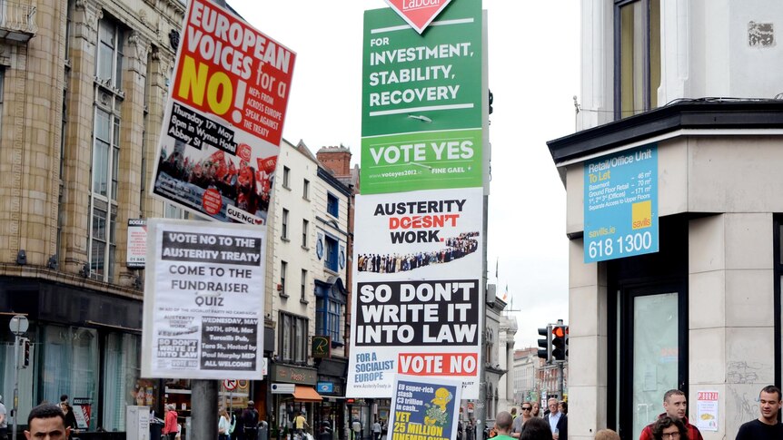Fiscal referendum signs in Dublin.