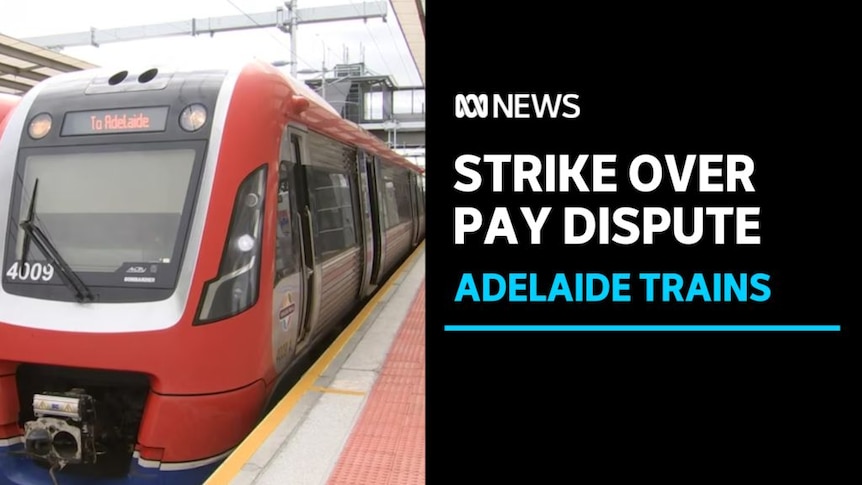Strike Over Pay Dispute, Adelaide Trains: A red metropolitan train at a station's platform.