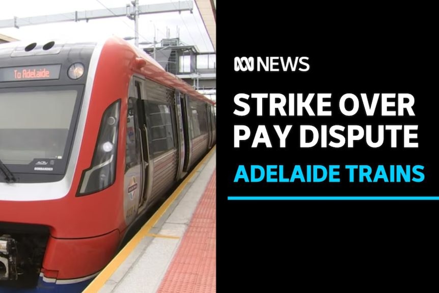 Strike Over Pay Dispute, Adelaide Trains: A red metropolitan train at a station's platform.