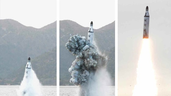 North Korea conducts a submarine-fired ballistic missile test