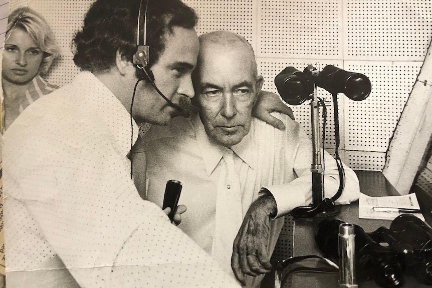 John Tapp has been calling horse races for more than 50 years, pictured with mentor and retired race caller Ken Howard in 1973.