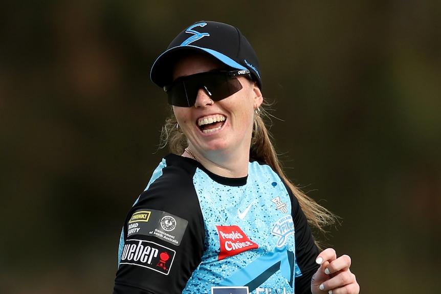 A smiling Amanda-Jade Wellington while fielding for the Adelaide Strikers in the WBBL