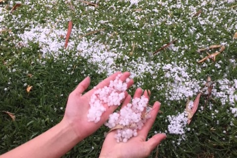 Hail on the ground