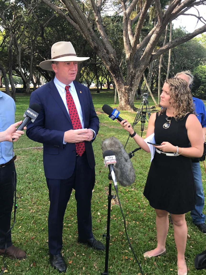 Barnaby Joyce speaking to media in Darwin