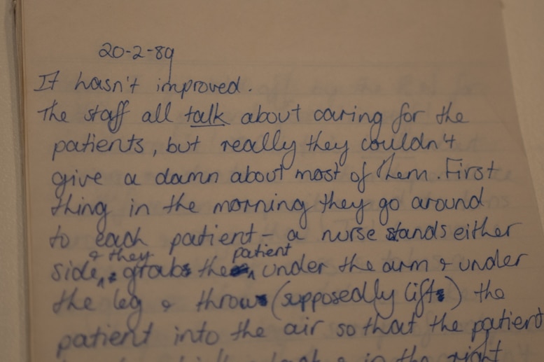 Michelle Judd's diary notes after spending several days at the ward.