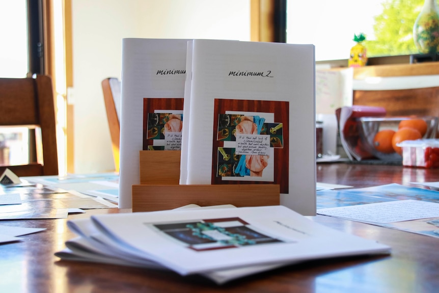 A collection of zines on a table