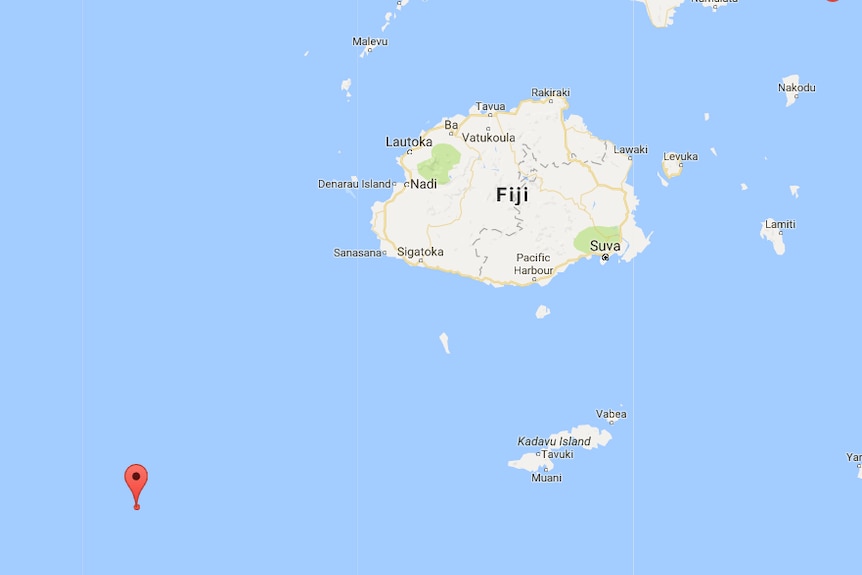 A map showing where an earthquake struck off the coast off Fiji.